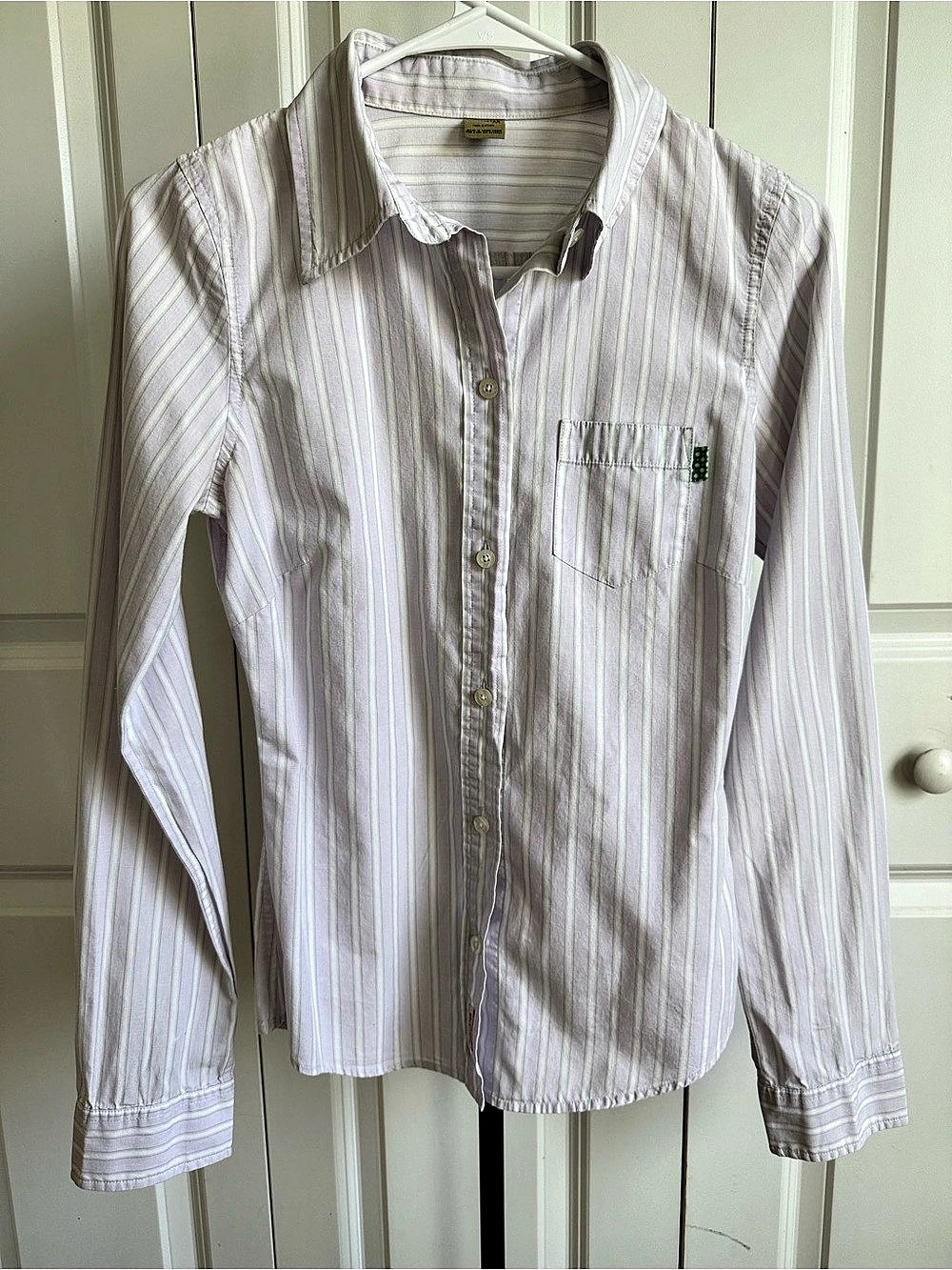 Vintage Hollister Lavender Sage Striped Fitted Button Down M